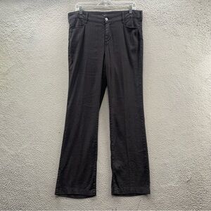 NYDJ Straight Leg High Rise Pants Gray Linen Blend Tummytuck Straight Stretch 12